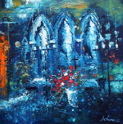 Smoky candles in the Iona Abbey light 24x24